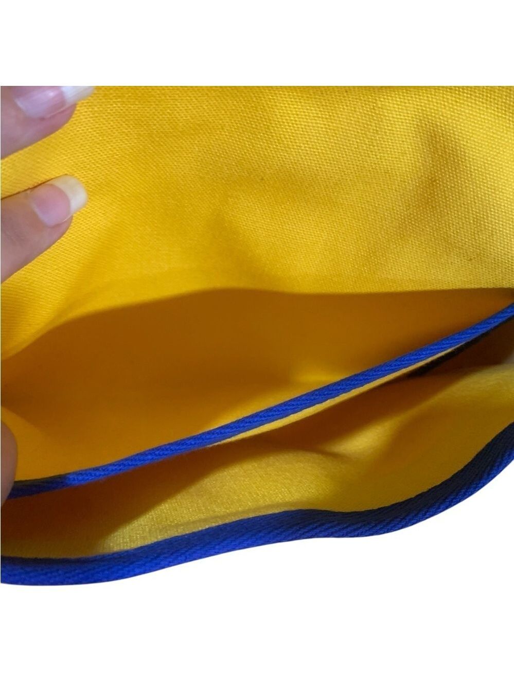 Vntg 80’s Etienne Aigner yellow and blue canvas shoulder bag- rare - Picture 9 of 10